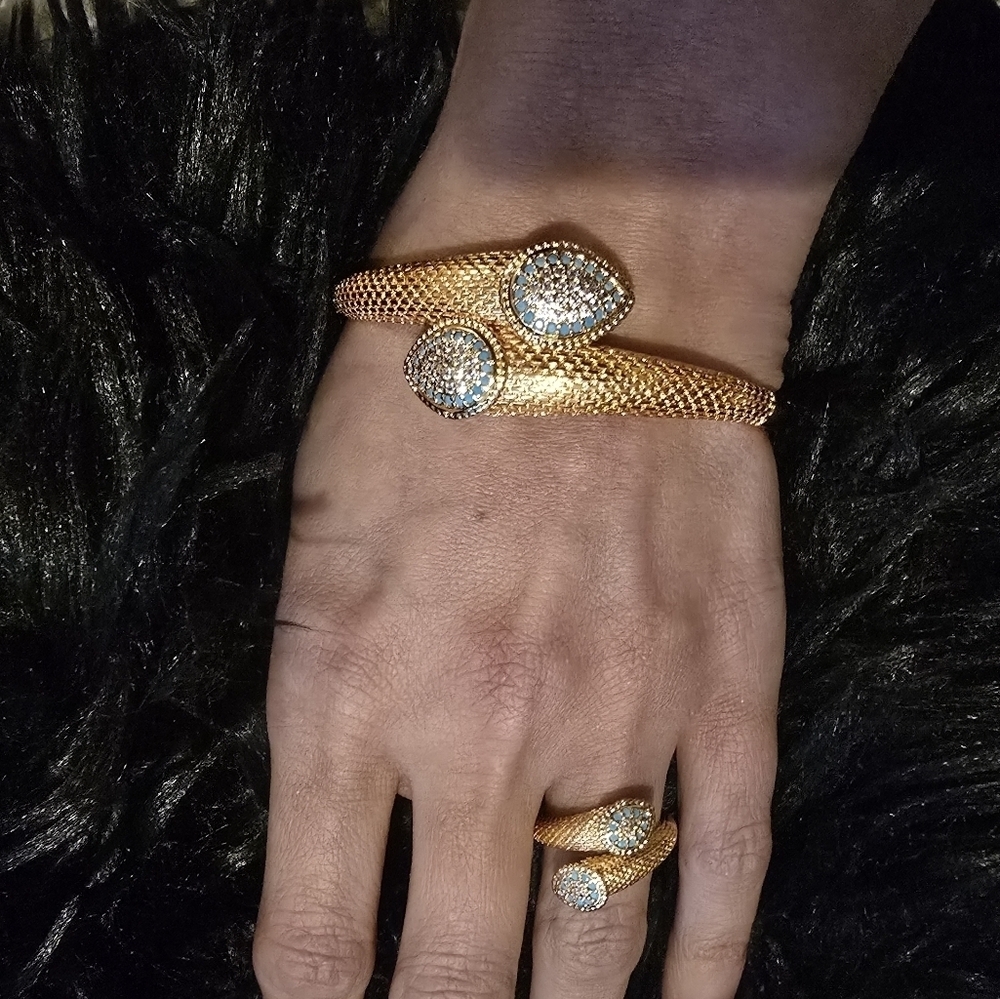 21kgp Dubai Set - Elegant Gold and Turquoise Women's Bracelet - Picture 9 of 13